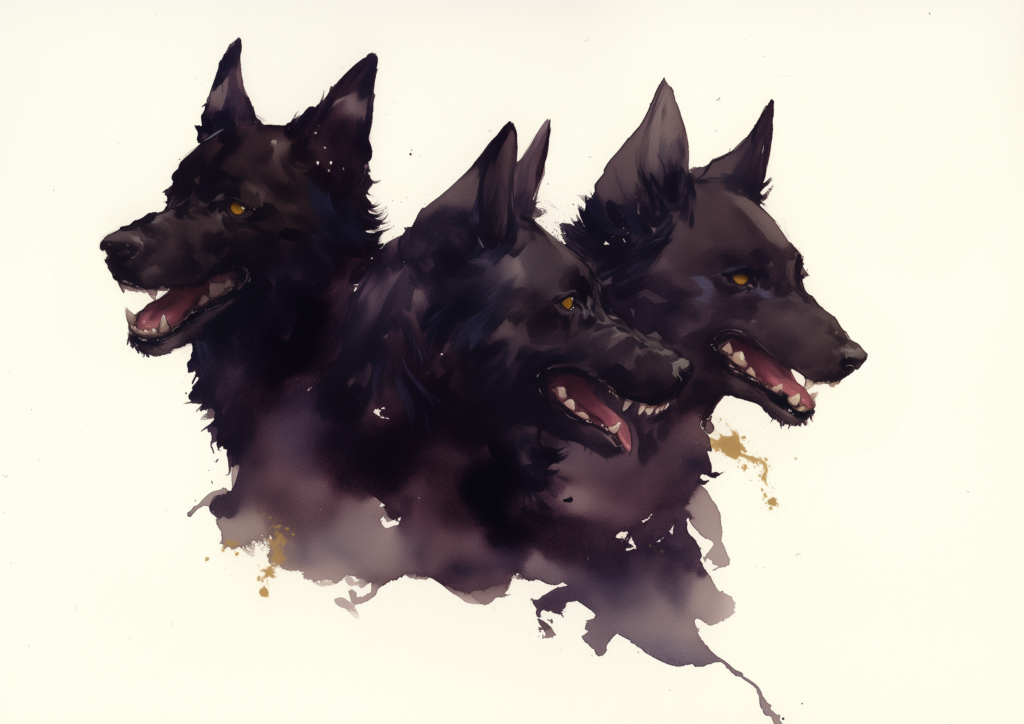 Cerberus watercolor painting