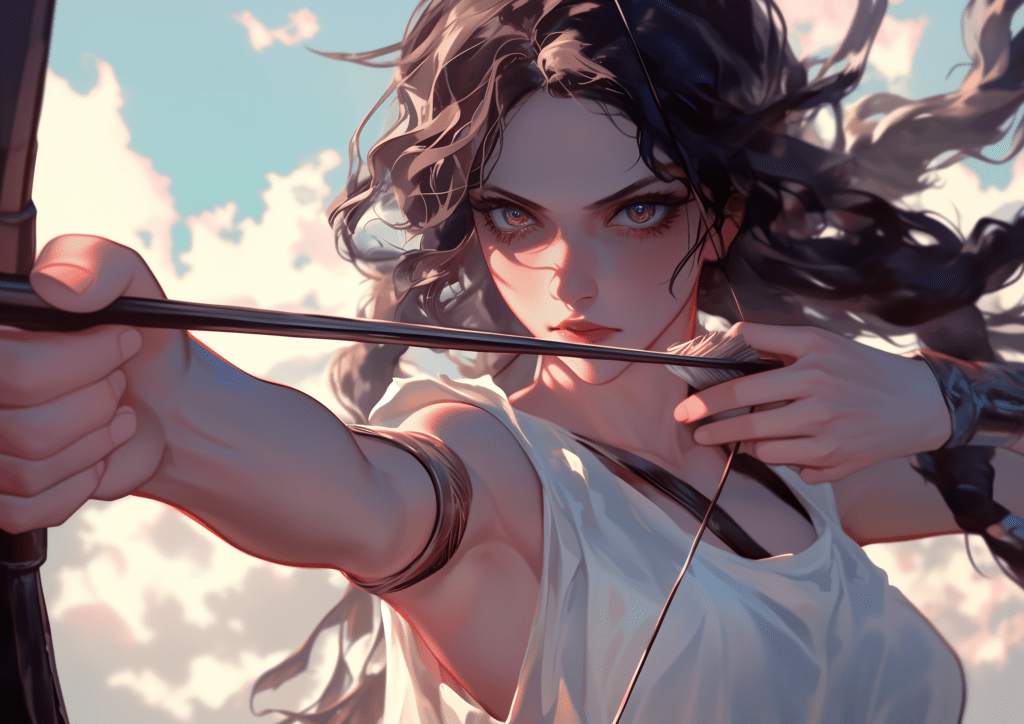 Lady holding bow and arrow